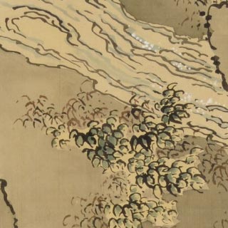 模写/謝寅/与謝蕪村/山水漁夫図/布袋屋掛軸HF-762 酸っぱく