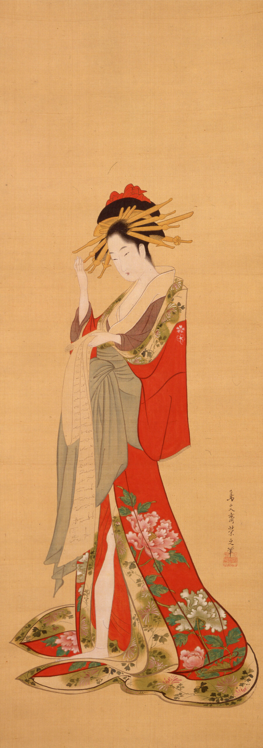 鳥文斎栄之「立美人図」 – 摘水軒記念文化振興財団・江戸絵画コレクション
