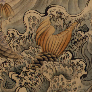 岡本秋暉 「浪鯉図」 – 摘水軒記念文化振興財団・江戸絵画コレクション