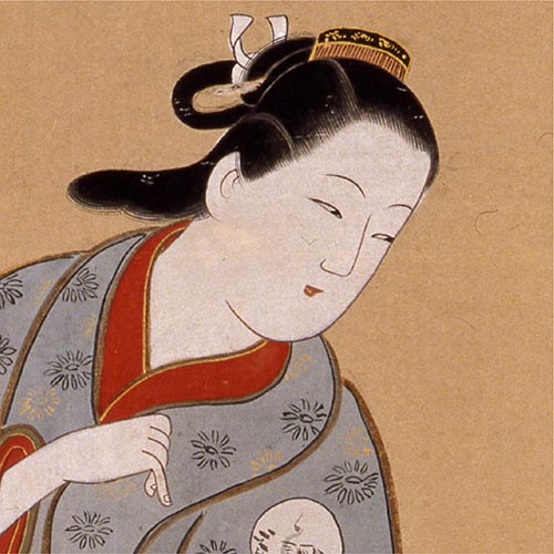 菱川師胤「文読二美人図」