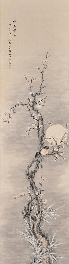 田能村竹田「梅花宿鳥図」 – 摘水軒記念文化振興財団・江戸絵画 