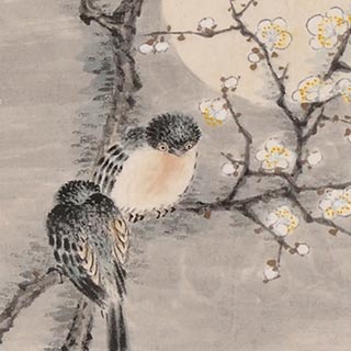 掛け軸 田能村竹田 梅花宝年鳥図 抑えよ 添状有り