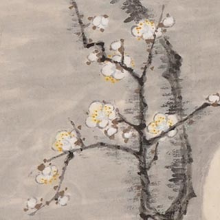 掛け軸 田能村竹田 梅花宝年鳥図 添状有り （Amazon.co.jp: 掛け軸 