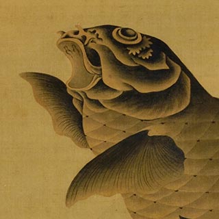 北鼎如蓮「双鯉図」 – 摘水軒記念文化振興財団・江戸絵画コレクション