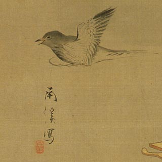 黒田稲皐「三味線を持つ美人図」 – 摘水軒記念文化振興財団・江戸絵画