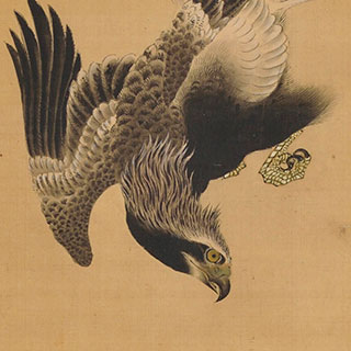 三輪在栄「鷹に母子猿図」 – 摘水軒記念文化振興財団・江戸絵画