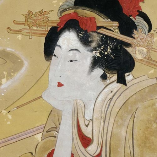 菱川柳谷「詠歌美人図」