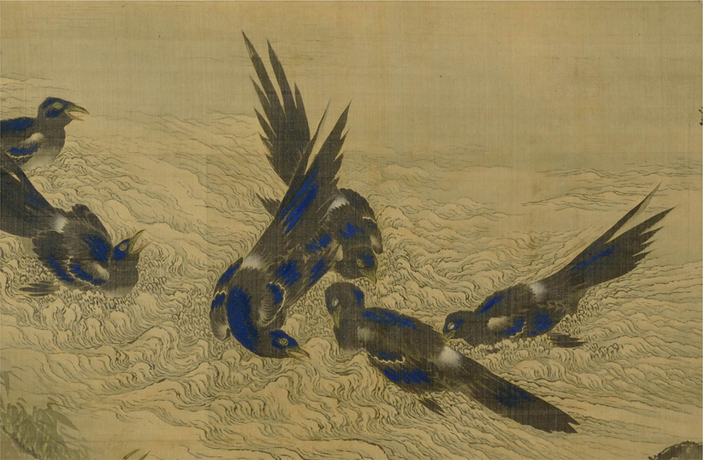董九如「喜休思波図」